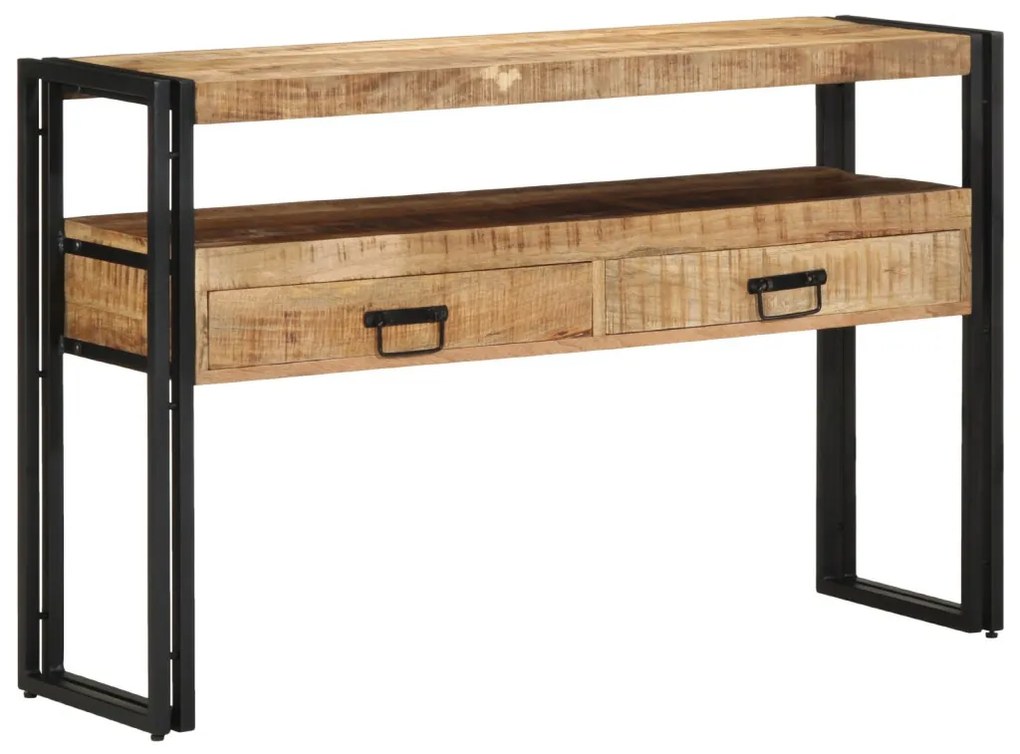 Fekete Asztalok 120x33x75 cm Tömör Mangófából és Fémből