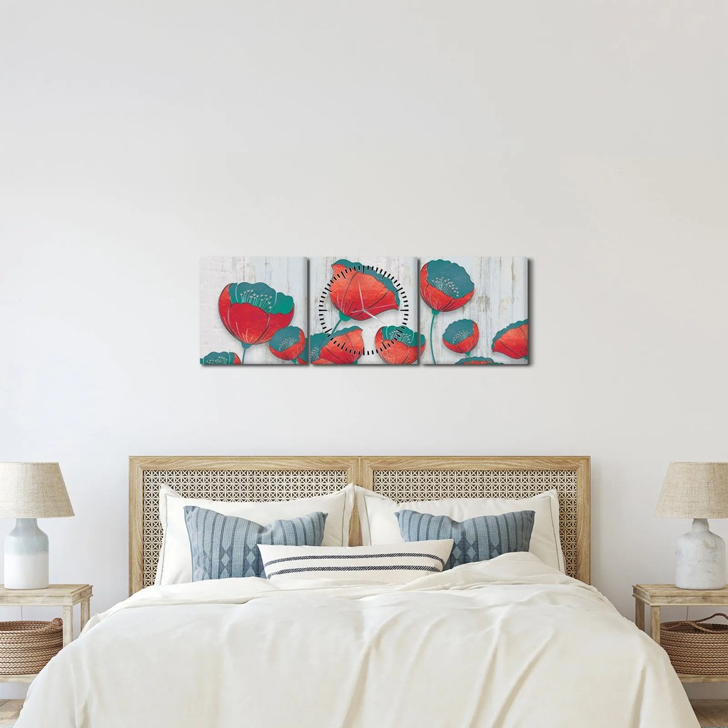 Kép - Pipacsok - kerozin (órával) (90x30 cm)