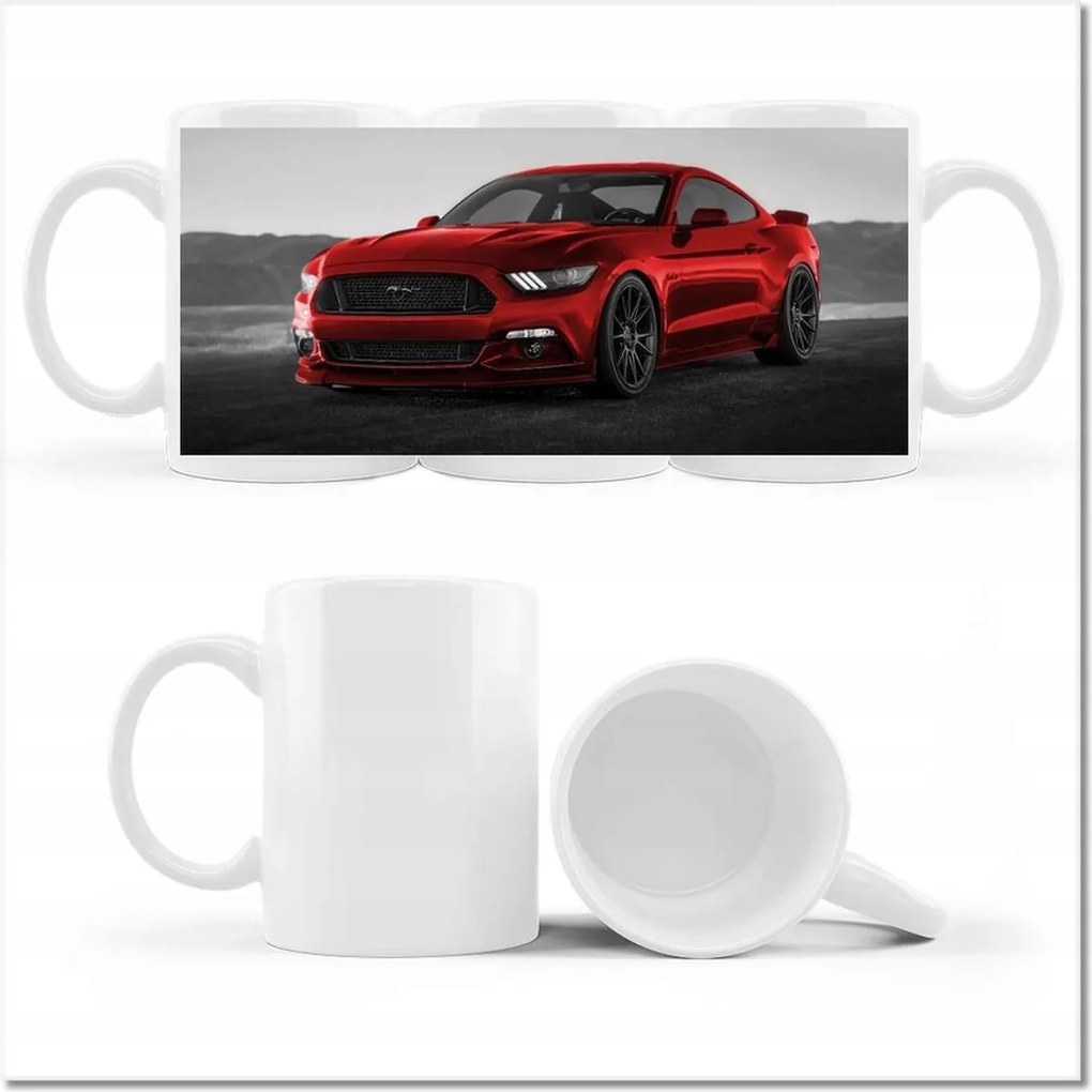Nyomott mintás bögre piros Ford Mustang Usa