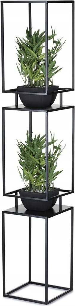 Virágtartó állvány növénytartó fekete 134 cm fém