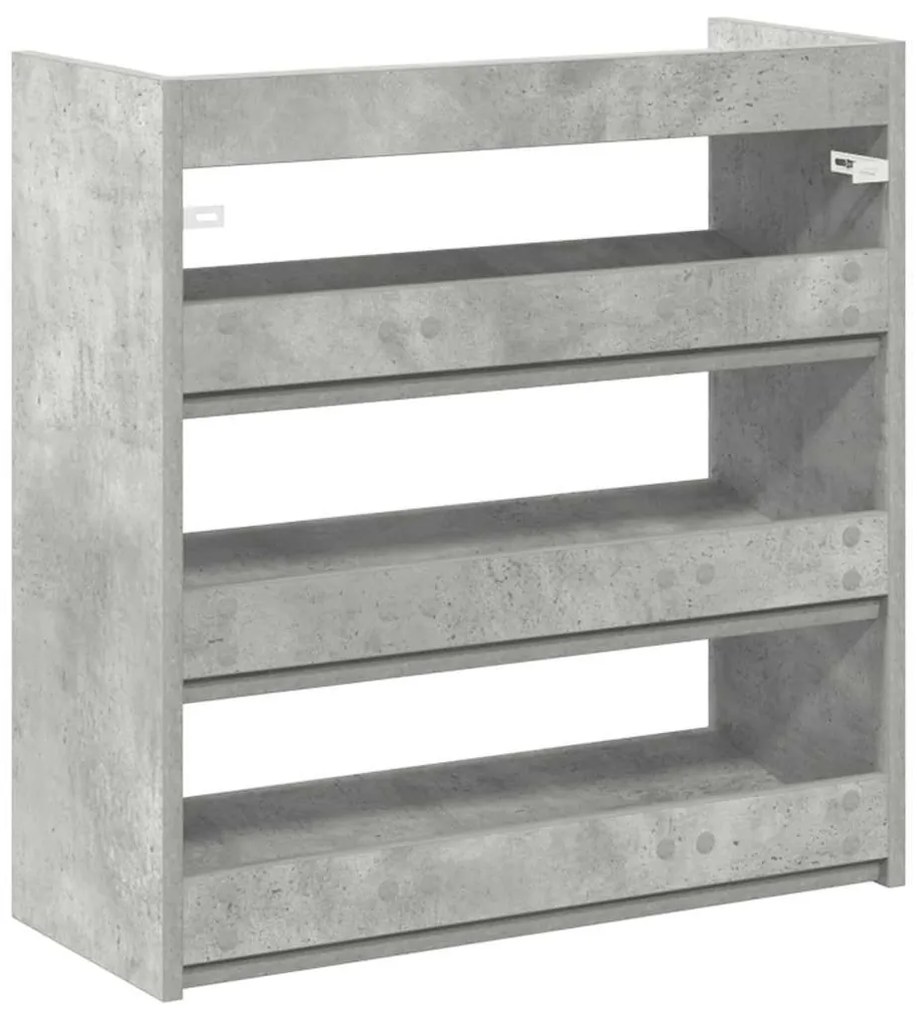 betonszürke szerelt fa cipőtartó 60x25x62 cm