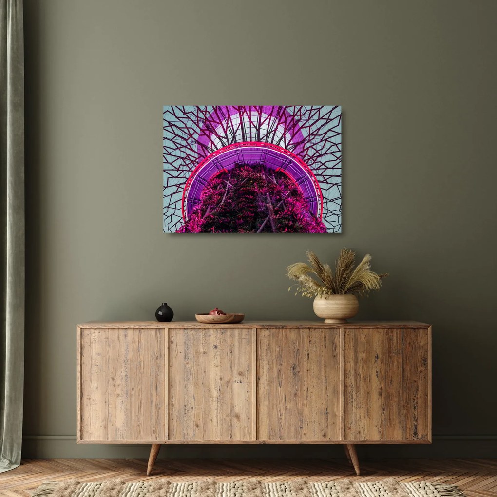 Absztrakt kép - lila ágak (üvegen) (70x50 cm)