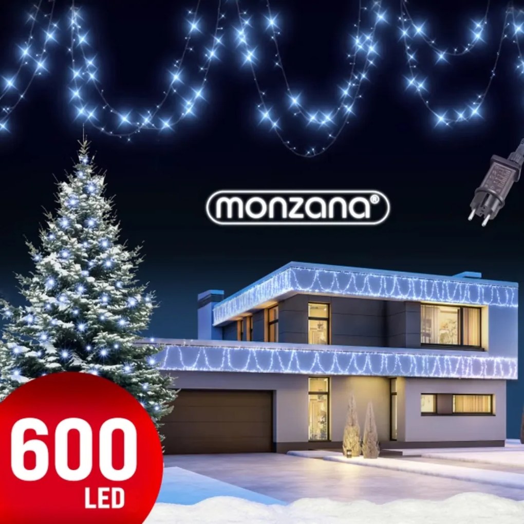 SIMPLE karácsonyi fényfüzér, 60m, hideg fehér Monzana