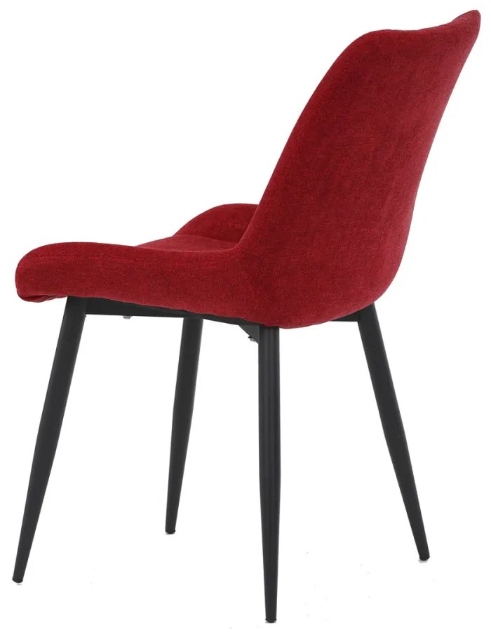 Scaun de sufragerie din țesătură roșie cu model elegant de romburi. DCL-218