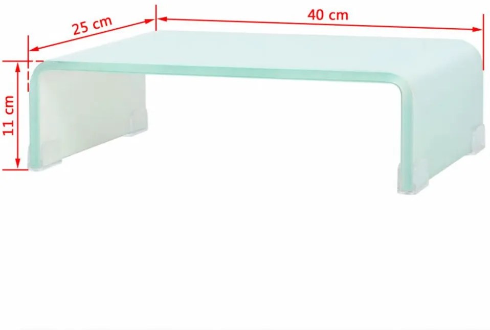zöld üveg TV állvány/monitor magasító 40 x 25 x 11 cm