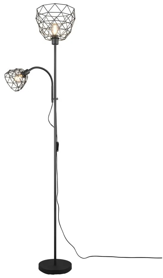Fekete állólámpa fém búrával (magasság 180 cm) Haval – Trio