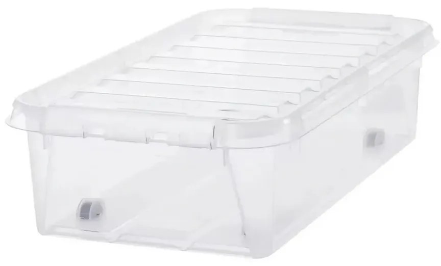 SmartStore Classic tárolódoboz fehér klipszekkel és  kerekekkel , 31 l, 31 l