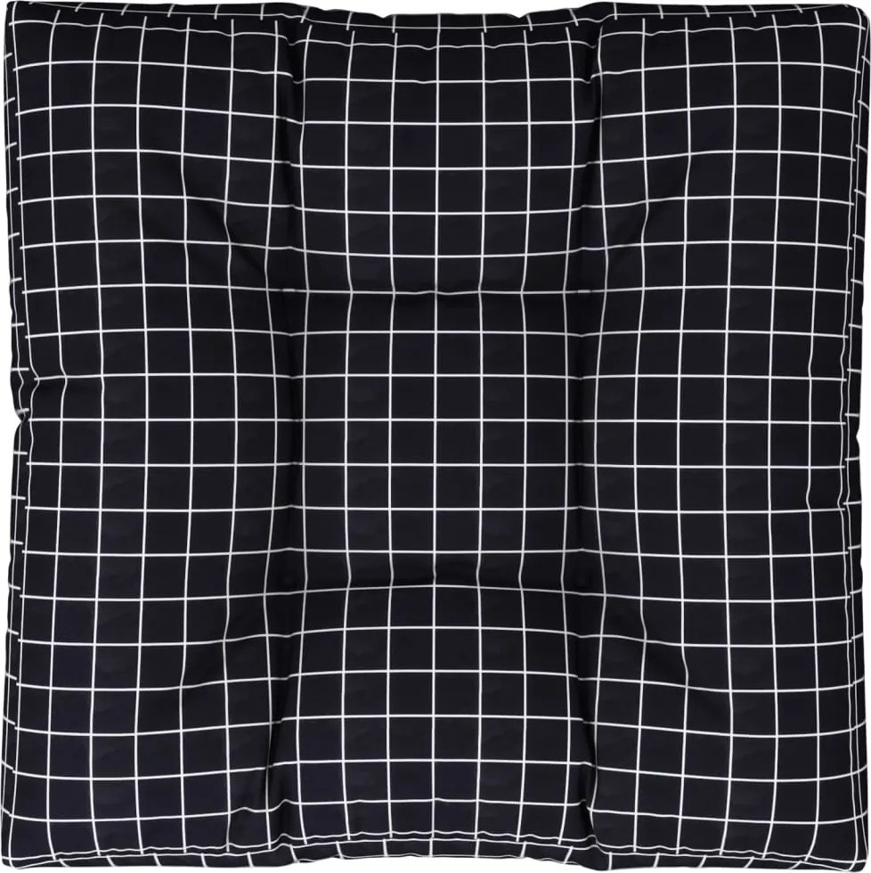 vidaXL fekete kockás szövet raklappárna 80x80x12 cm