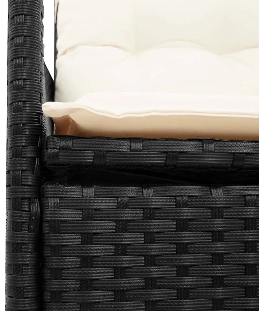 5 részes fekete polyrattan kerti étkezőgarnitúra párnákkal
