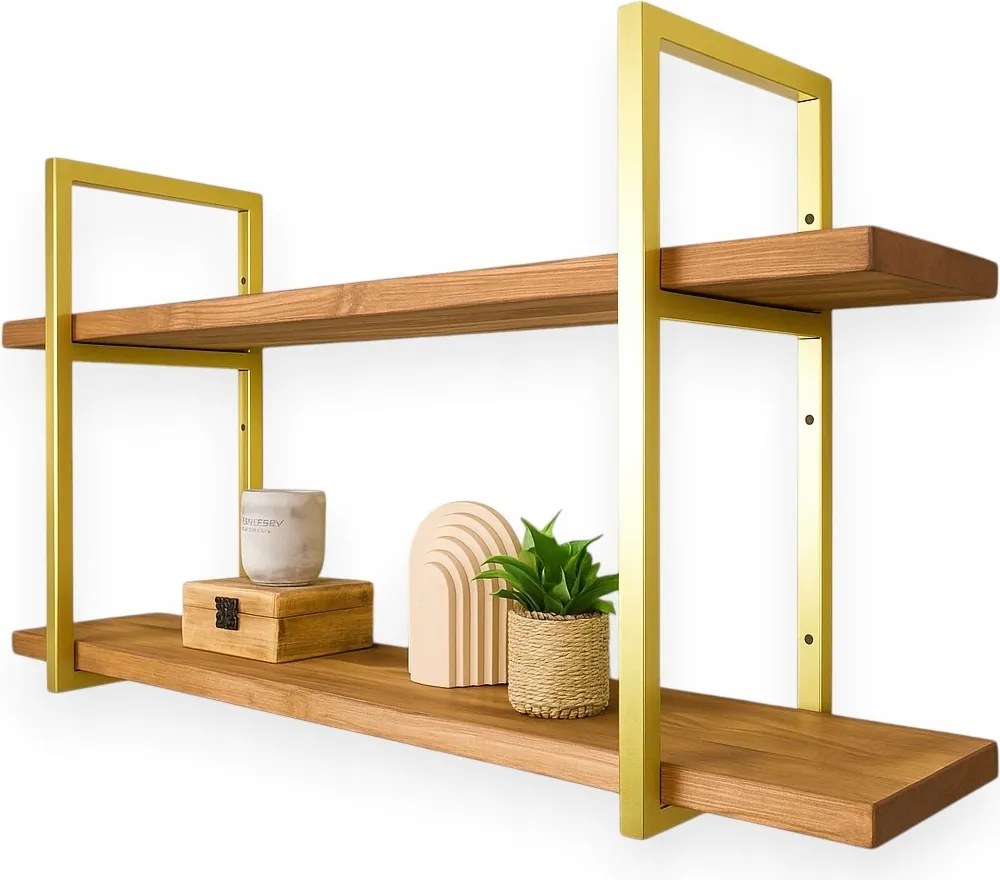 Fali polc Könyvespolc arany akasztós glamour fali fa boho 180cm