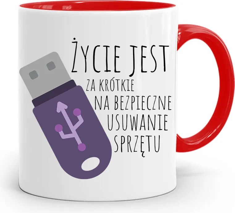 Piros Informatikai Pendrive Programozó Bögre fényképes nyomtatással
