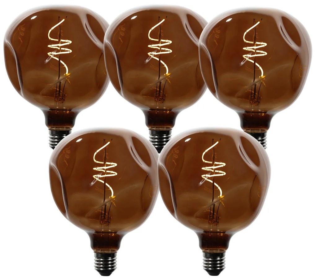 5 darabos E27 dimmelhető LED izzókészlet T125 barna 4W 120 lm 1800K