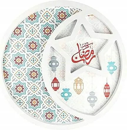 Fehér Eid Mubarak Desszerttányér Ramadan Kínálótál