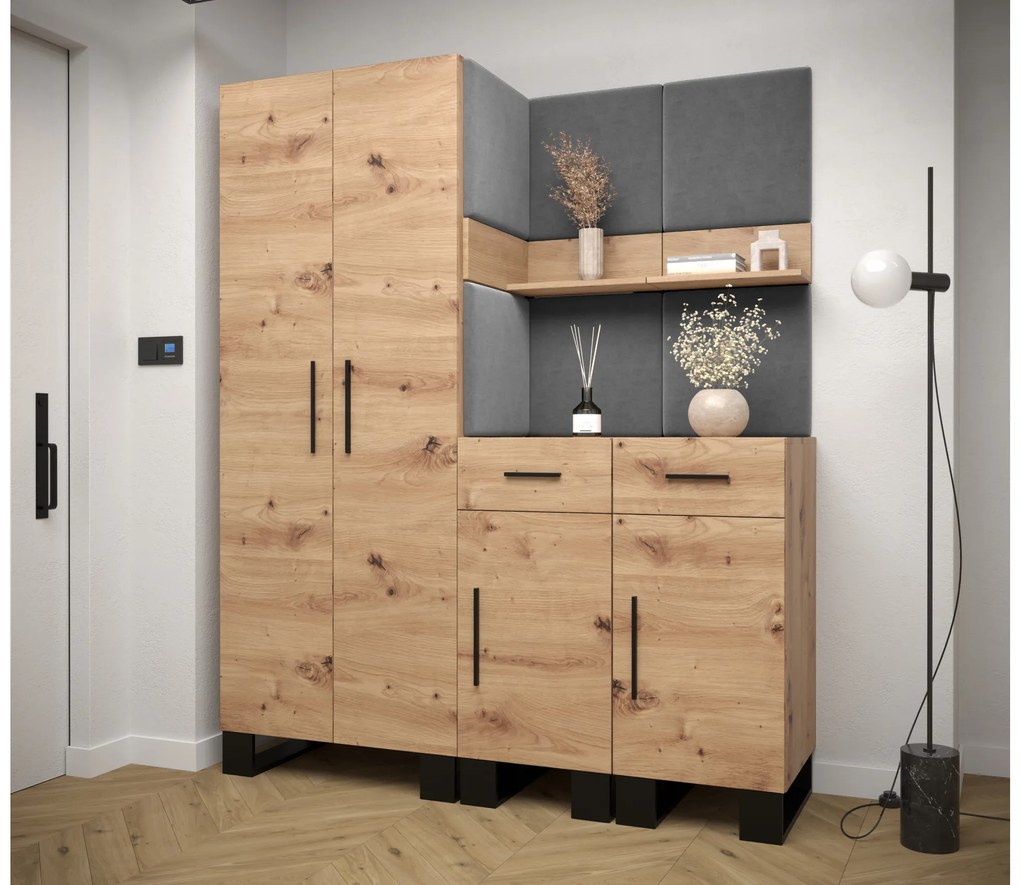 Előszobabútor Amanda 7 (artisan tölgy + sötétszürke). 1085914