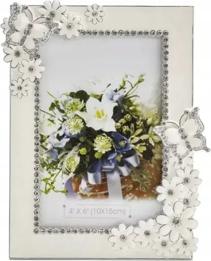 Képkeret glamour Fém üveg pillangók díszített strassz gravírozás