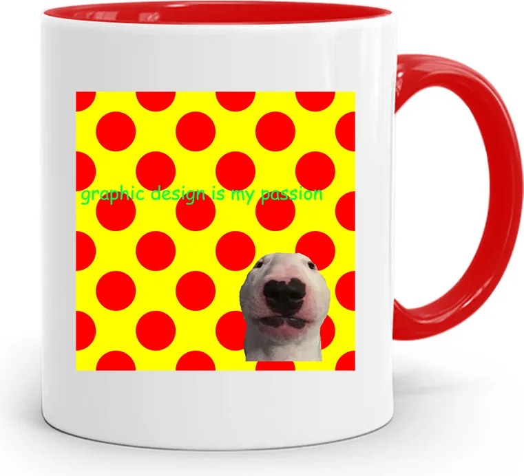 Piros Bögre Grafika Graphic Is My Passion fényképes nyomtatással
