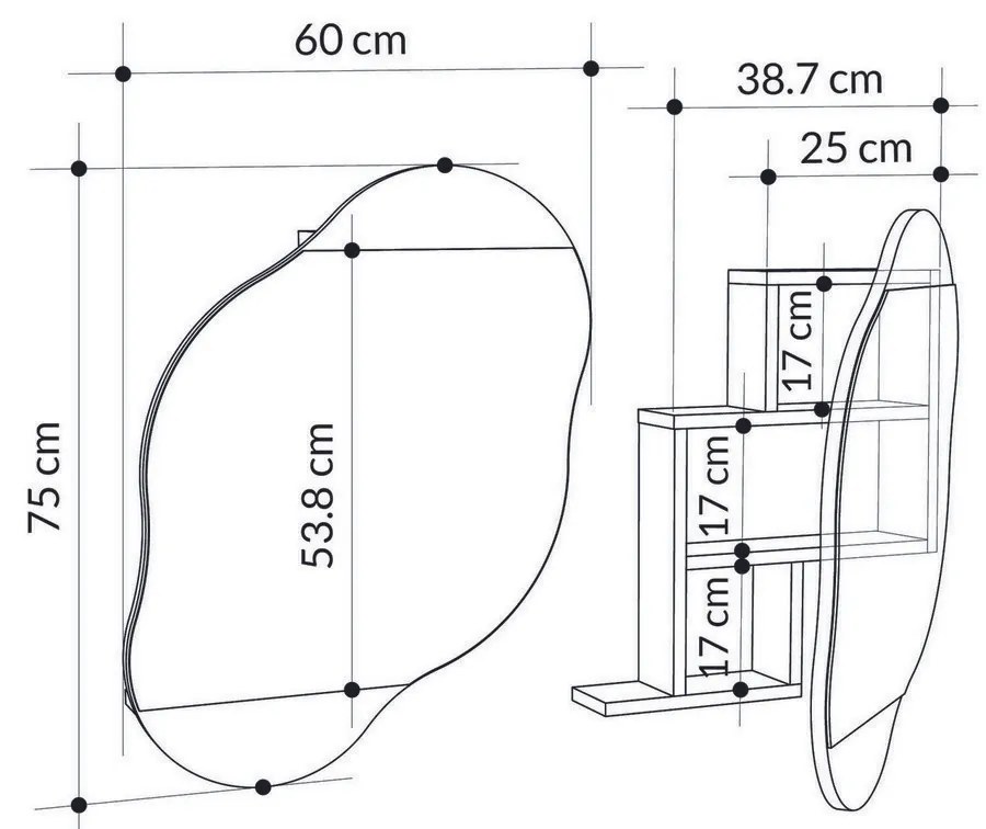 Cloud White Fürdőszoba szekrény tükörrel