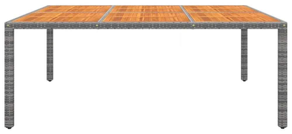 szürke akácfa és polyrattan kerti asztal 200 x 150 x 75 cm