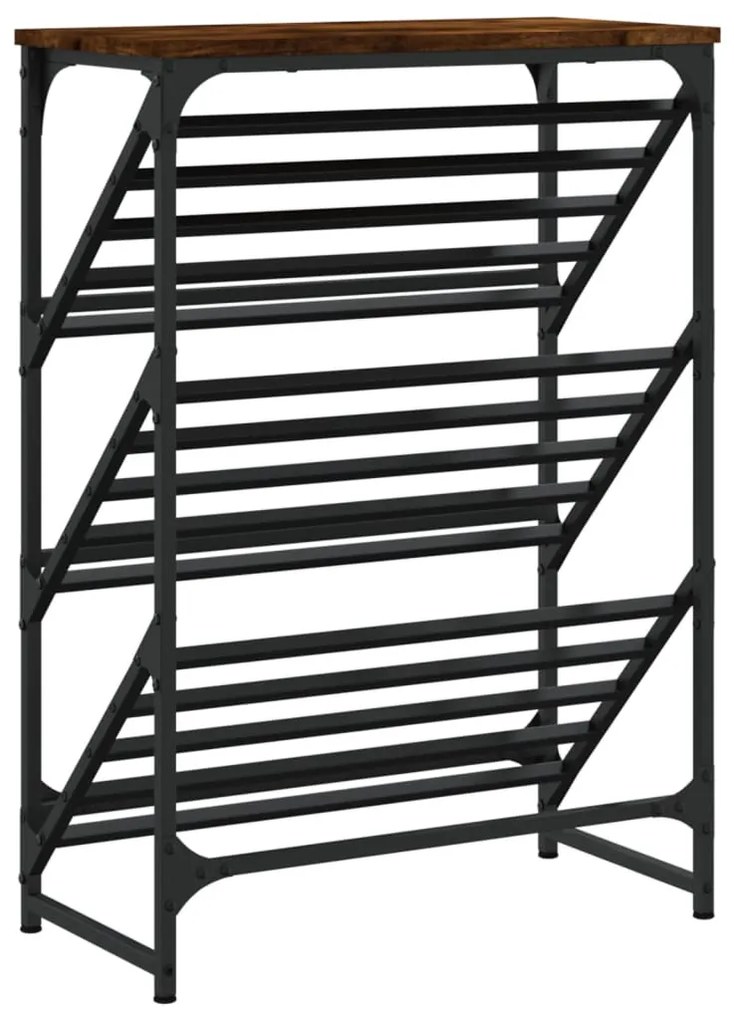 füstös tölgy színű szerelt fa cipőtartó 60x30x85 cm