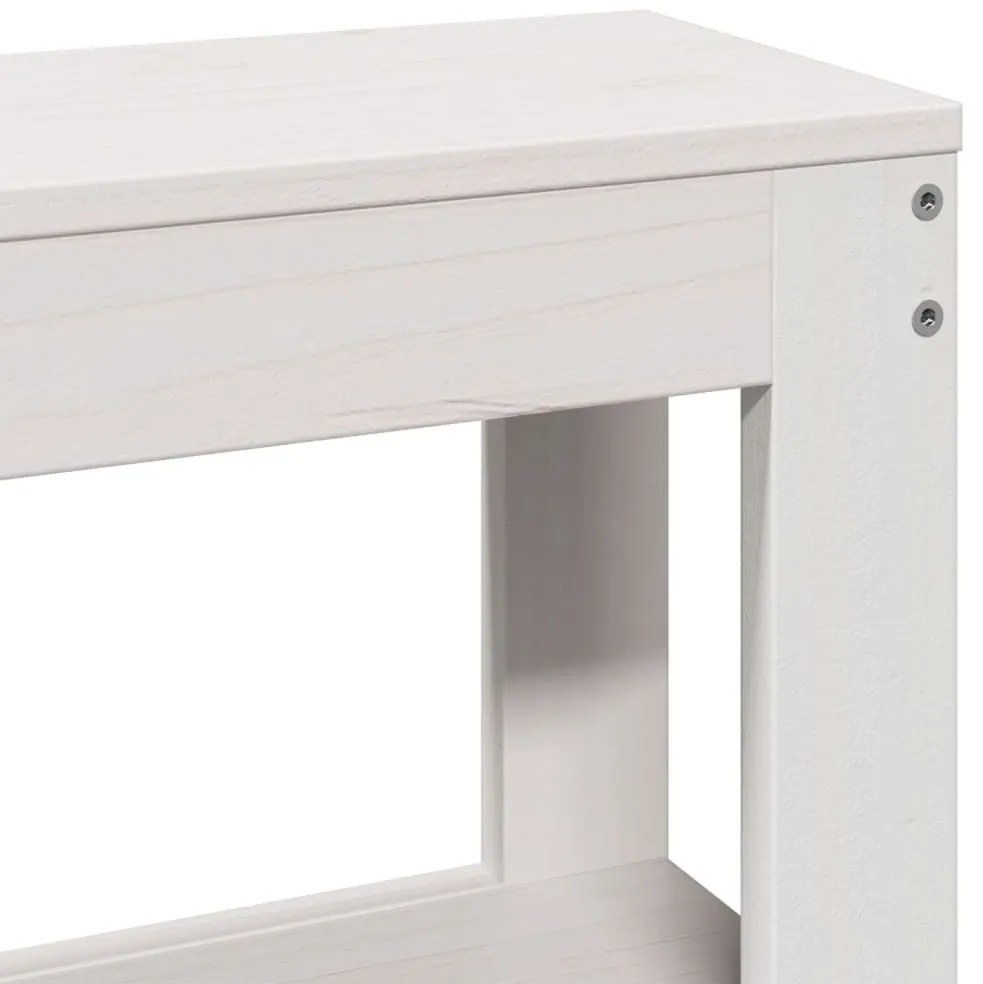 fehér tömör fenyőfa fejtámla polcokkal 150 cm