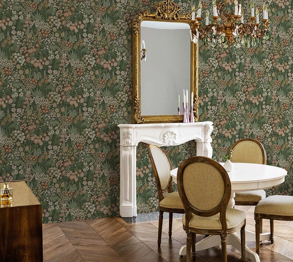 Holden Decor Tales of the Manor Lysandra zöld virágos vlies tapéta – 91920