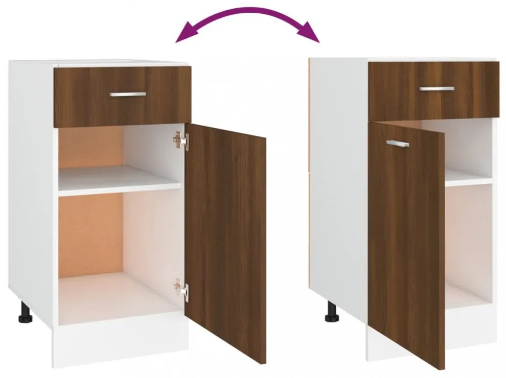 “Lyon” barna tölgyszínű szerelt fa fiókos alsószekrény