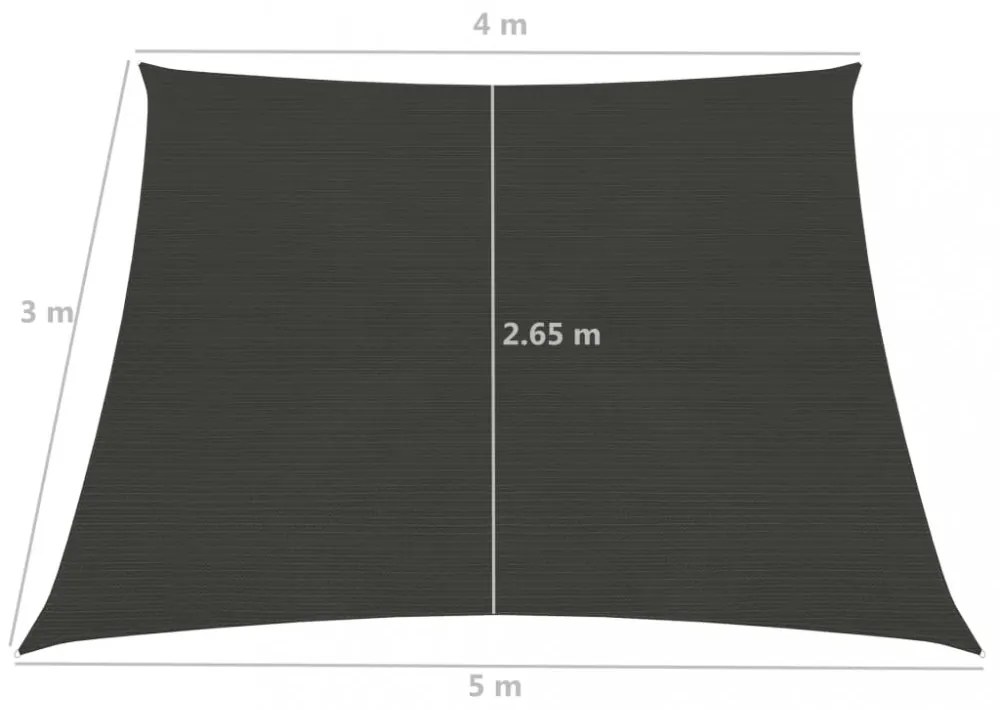 antracitszürke HDPE napvitorla 160 g/m² 4/5 x 3 m