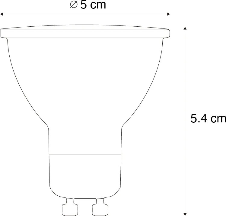 5 darabos GU10 50 mm-es dimmelhető LED izzókészlet, átlátszó, 4,5 W, 365 lm, 2700 K