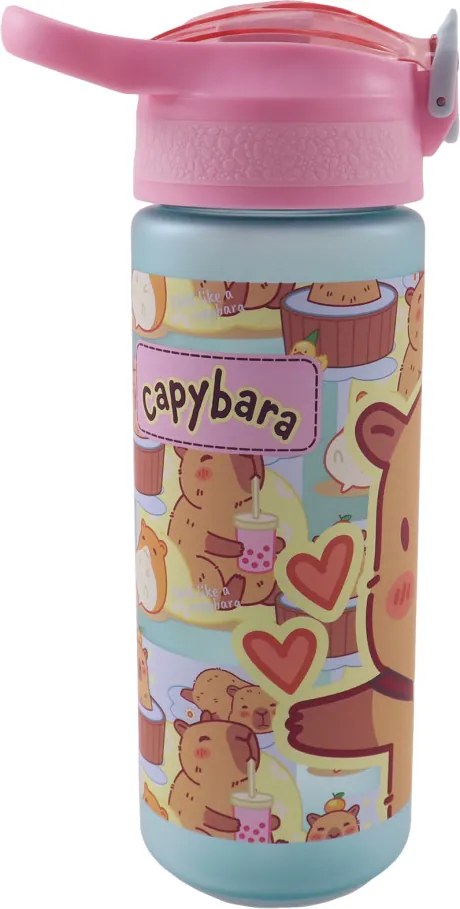 Kapibara Chill műanyag matt szívószálas kulacs 600 ml