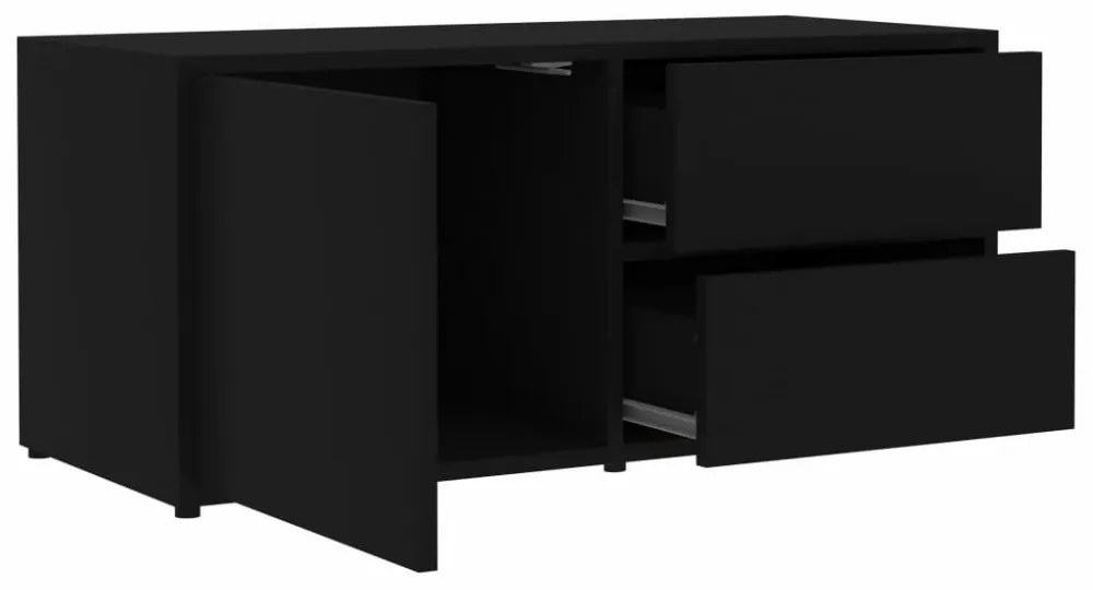 fekete szerelt fa TV-szekrény 80 x 34 x 36 cm
