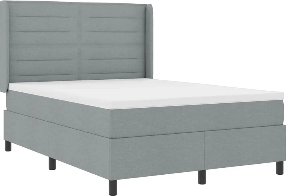 vidaXL LED Box Spring Ágy matracmal Világosszürke 140 x 200 cm szövet