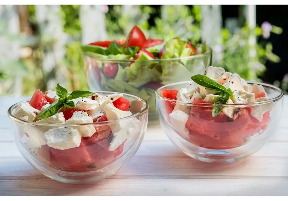 Double duplafalú üveg szervírozó tál, 500 ml - Vialli Design