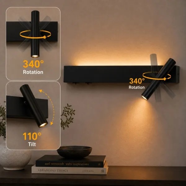 BRILAGI - LED fali spotlámpa ARLIX LED/3W/230V + LED/7W fekete CRI 90