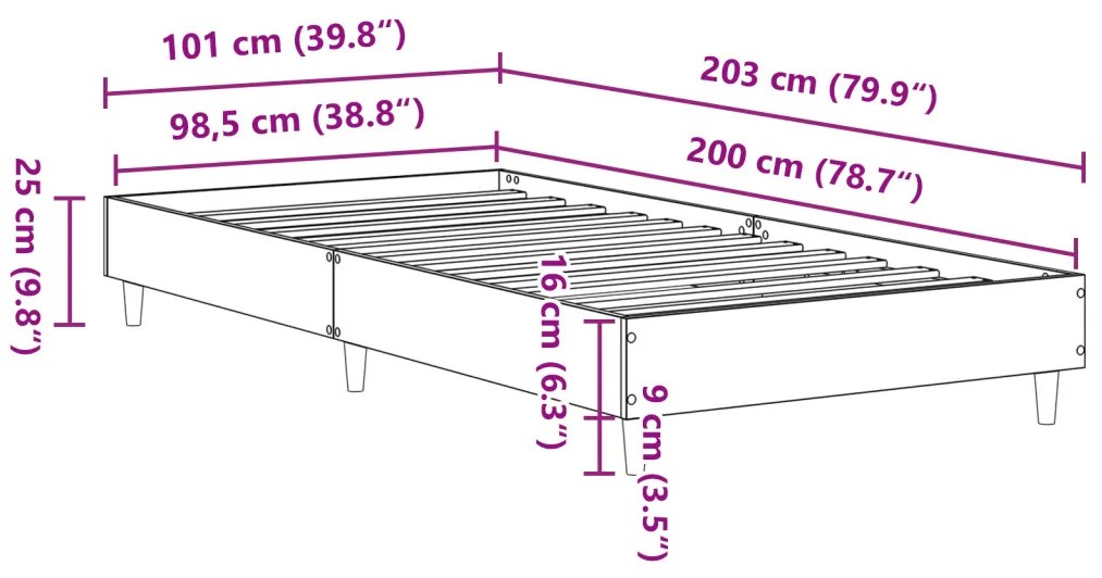 Ágykeret Musta tammi 100 x 200 cm Faanyag