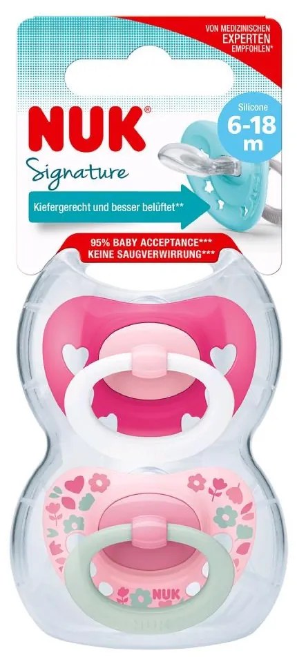Baba cumi NUK Signature 6-18h 2 db lány, vel. 6-18 m