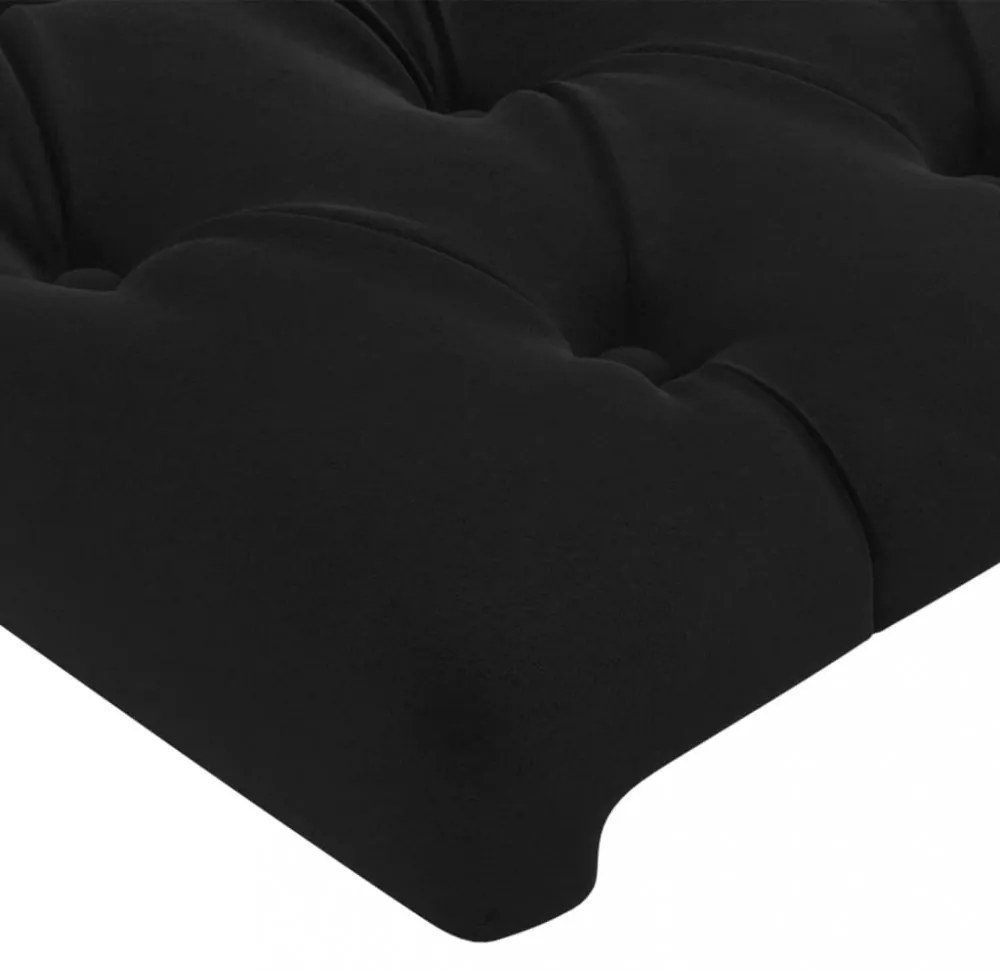 fekete bársony LED-es fejtámla 100 x 7 x 78/88 cm