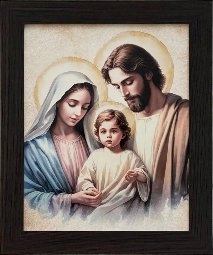 Vászonkép 30x25 Szent Család Jézus Krisztus József Mária Keret Wenge