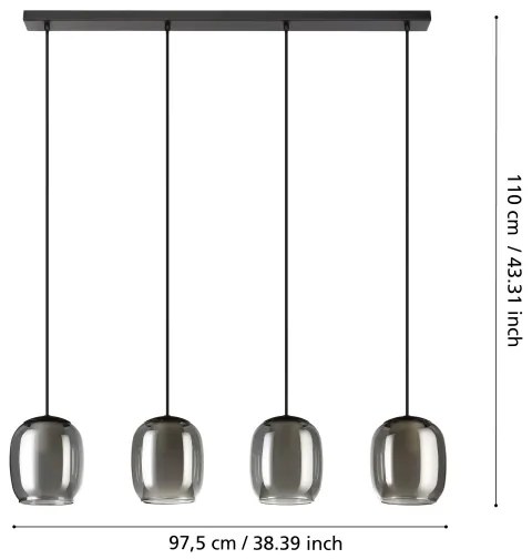 Eglo 901193 - Csillár zsinóron CIAMPINO 4xE27/28W/230V szürke