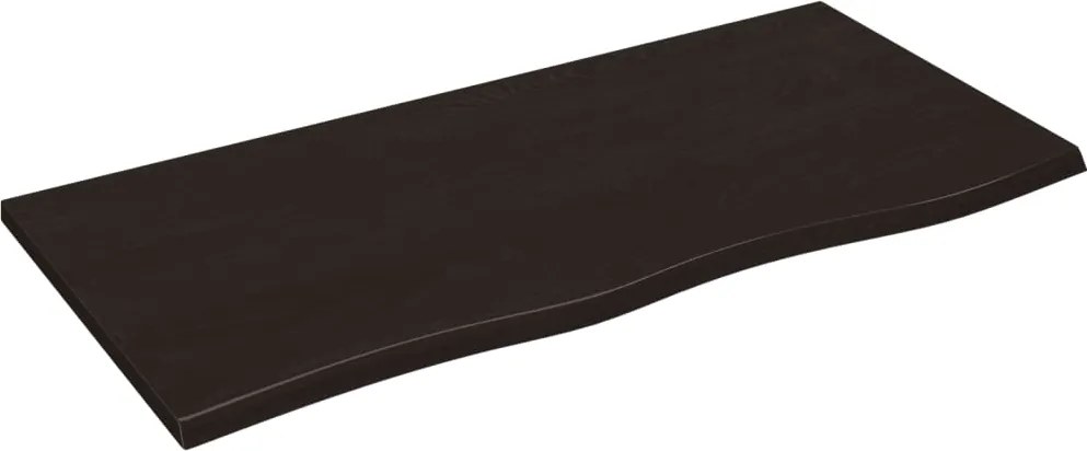 vidaXL sötétbarna kezelt tömör tölgyfa fali polc 100x50x2 cm