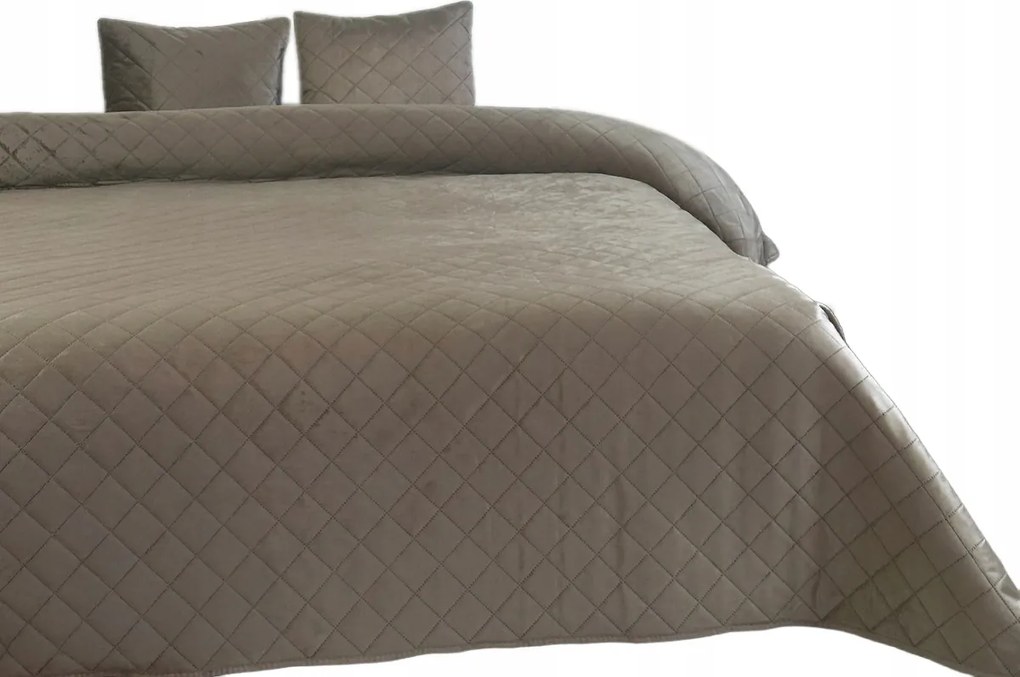 Kétoldalas ágytakaró Amarante Taupe Bézs steppelt pléd 180x220 cm 2 párnahuzat