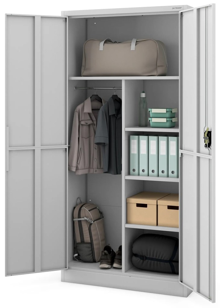 Fém tárolószekrény DAWID, 900 x 1850 x 400 mm, Smart: szürke