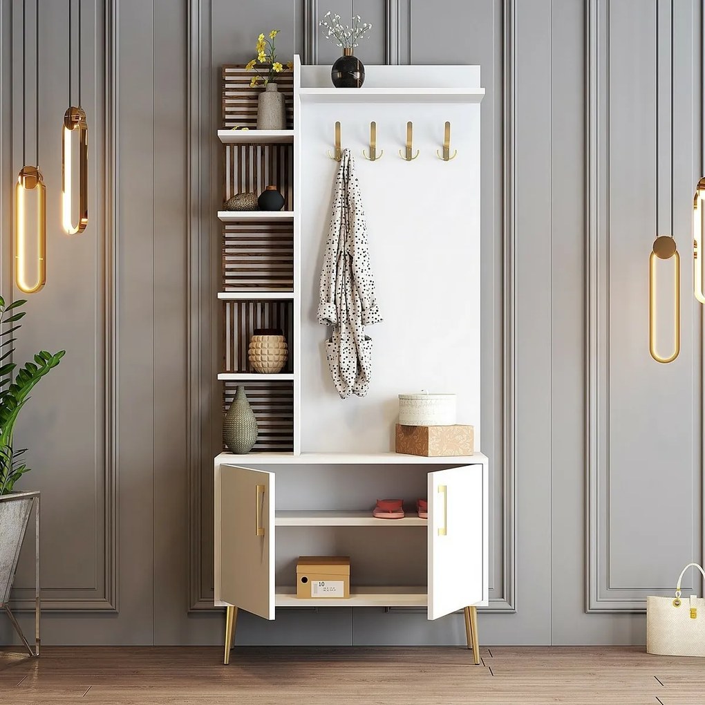 Viyana White and Gold cipőállvány és polcok