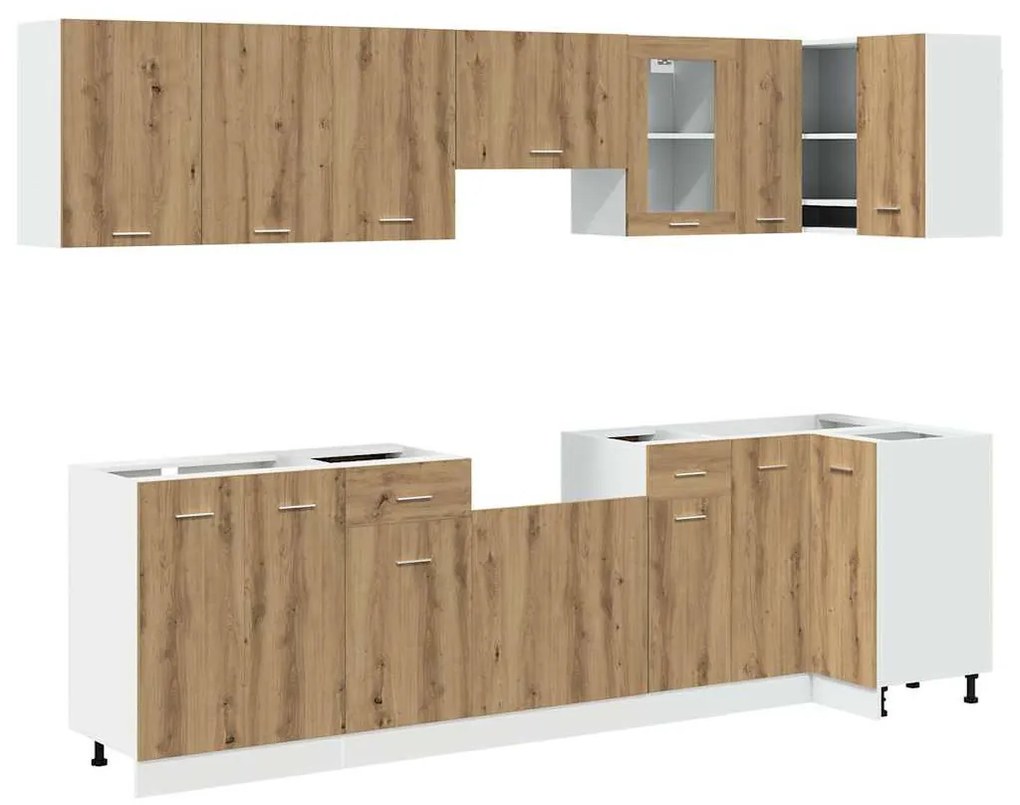 Lyon 11 darabos konyhaszekrény készlet Kézműves tölgy műszaki fa