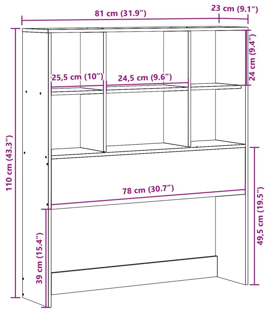 viaszbarna tömör fenyőfa fejtámla tárolóval 75 cm