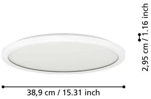Eglo 901458-LED Dimmelhető fürdőszobai lámpa ROVITO-R 18,5W/230V átm. 38,9cm IP44 fehér + távirányító