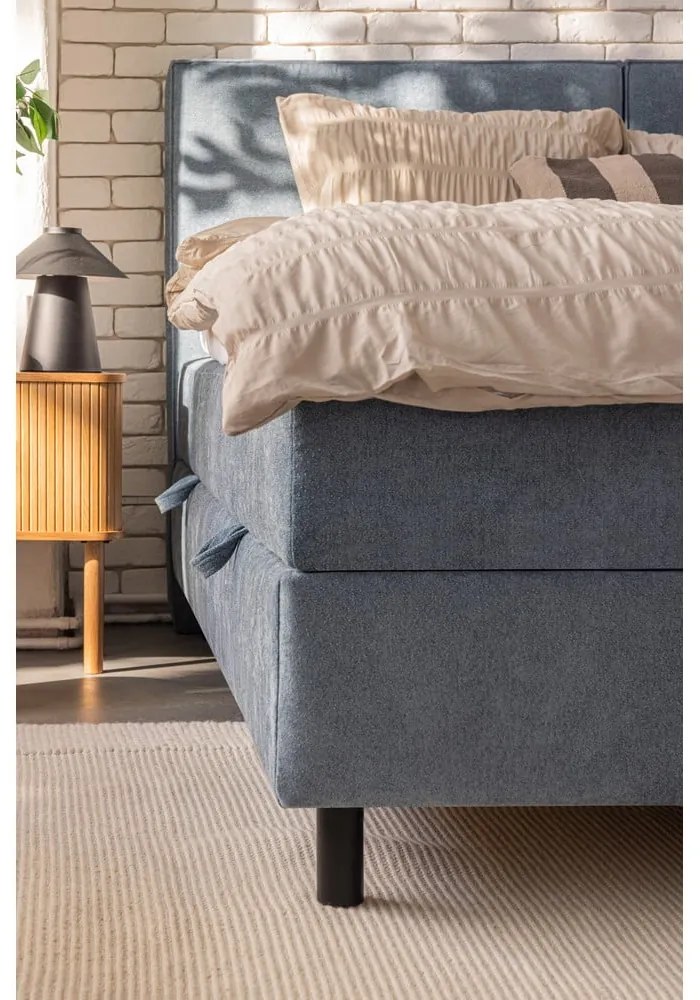 Kék ágyneműtartós boxspring ágy 180x200 cm Elva Bold Line – Bonami Selection