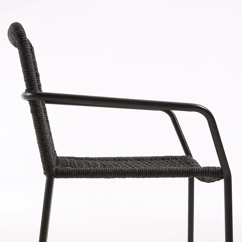 Bomer fekete acélszerkezetű kerti szék - Kave Home