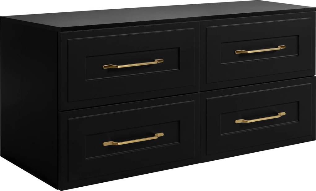 Fürdőszoba szekrény mosdó alá fekete 120 Cm keret fém front Mdf Asztallap