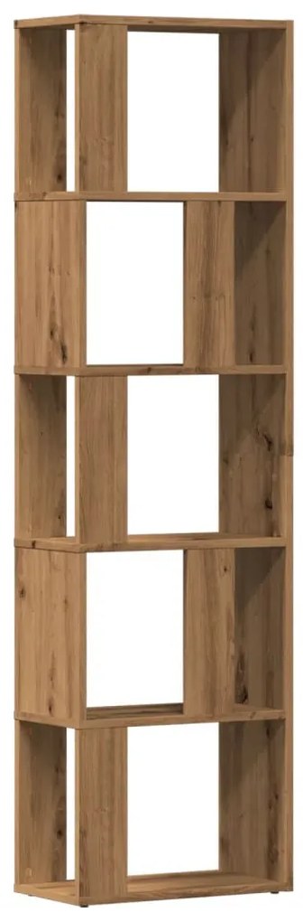 kézműves tölgy színű szerelt fa könyvszekrény 45x24x159 cm