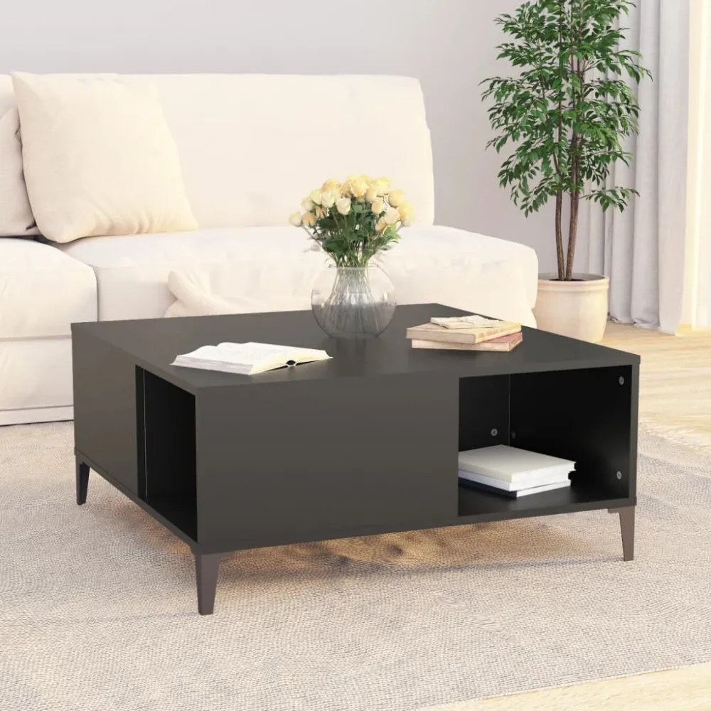 fekete szerelt fa dohányzóasztal 80x80x36,5 cm